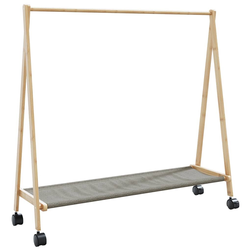 vidaXL L Стелаж за дрехи с рафтове и колела 106x34x1065 cm Бамбук