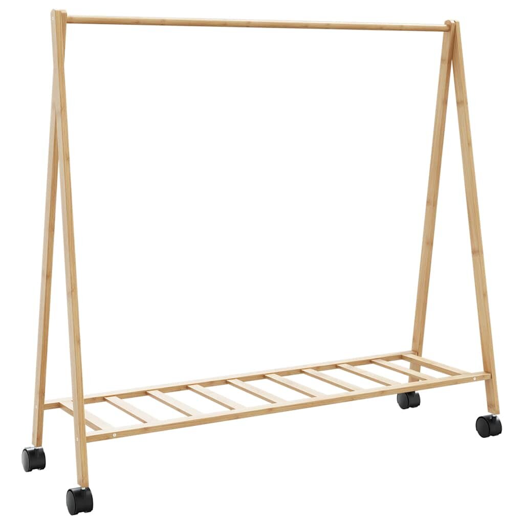 vidaXL L Стелаж за дрехи с рафтове и колела 106x34x1065 cm Бамбук