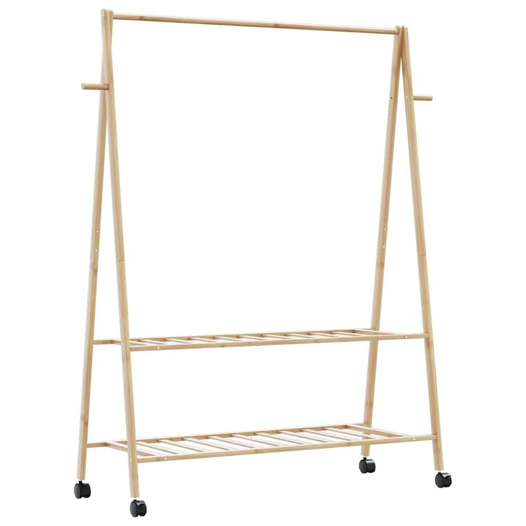 vidaXL L Стелаж за дрехи с рафтове и колела 132x455x1555 cm Бамбук