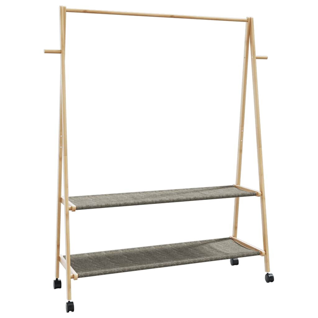 vidaXL L Стелаж за дрехи с рафтове и колела 132x455x1555 cm Бамбук
