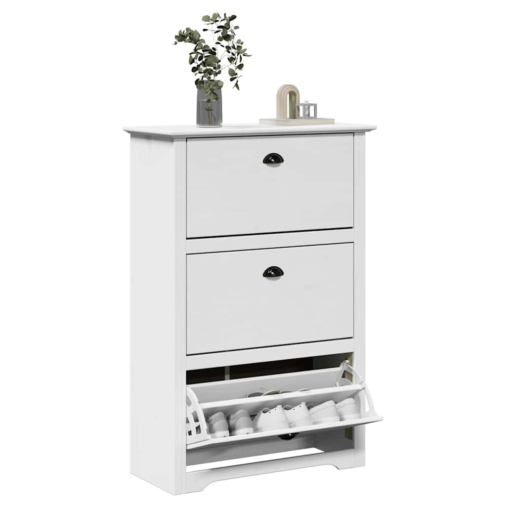 vidaXL L стелаж за обувки "BODO" White 80x35x118 cm