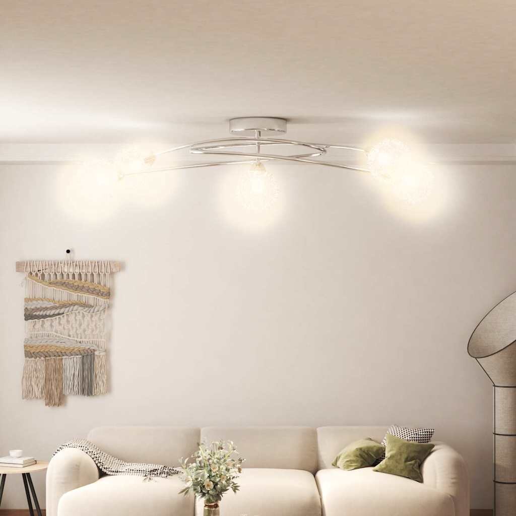 vidaXL Лампа за таван с мрежести телени абажури за 5 LED крушки G9