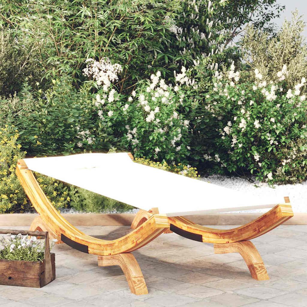 vidaXL Лаундж легло 100x1885x44 см извито дърво масив кремав