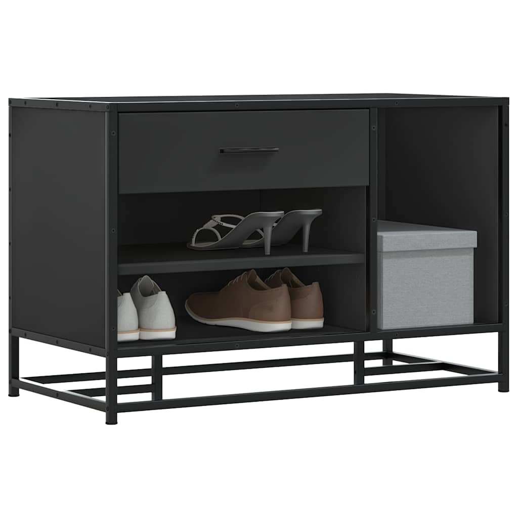 vidaXL Лавица за обувки черна 80x40x535cm Изработена от дърво и метал
