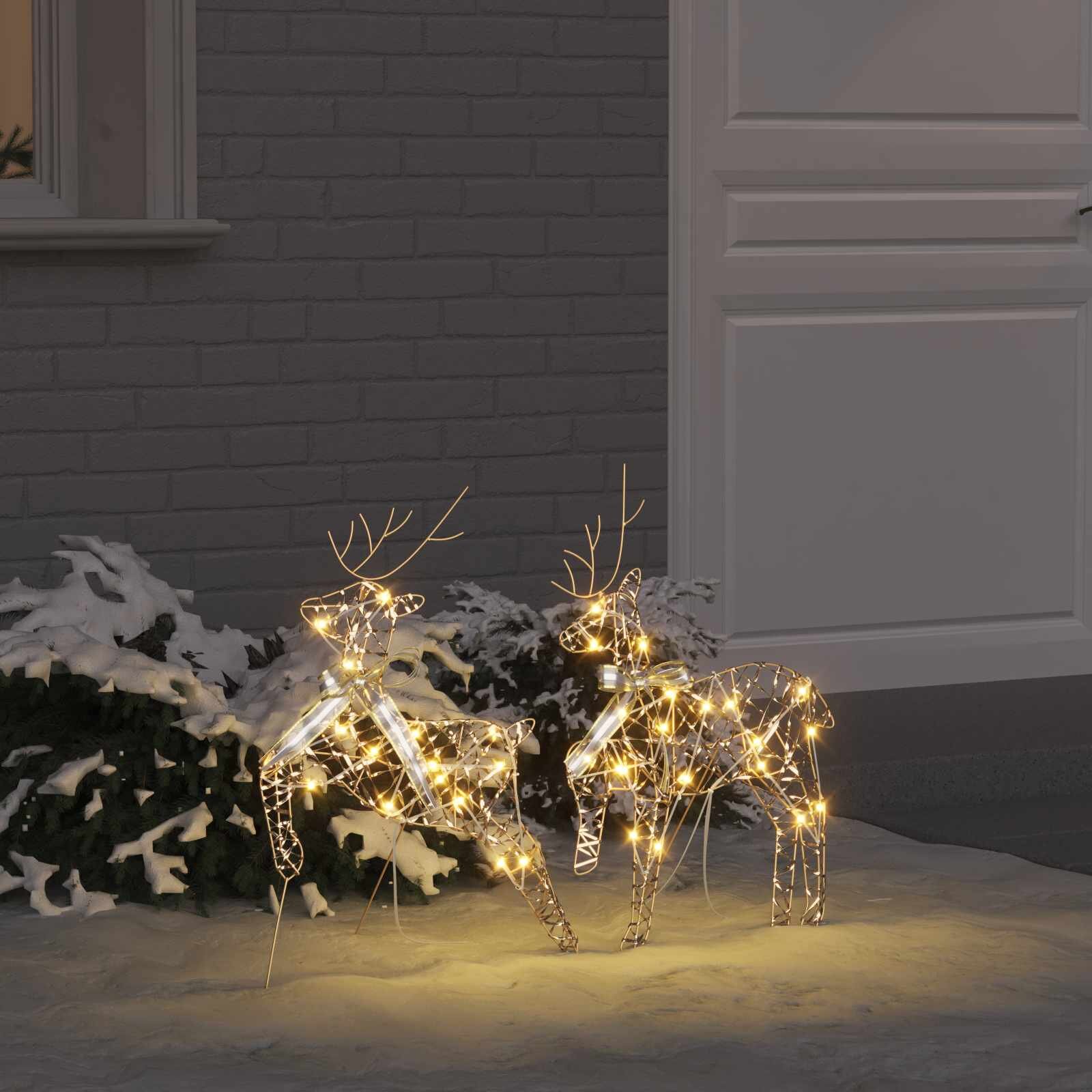 vidaXL LED елени 2 бр. Топло бяло 44 x 18 x 655 см PET