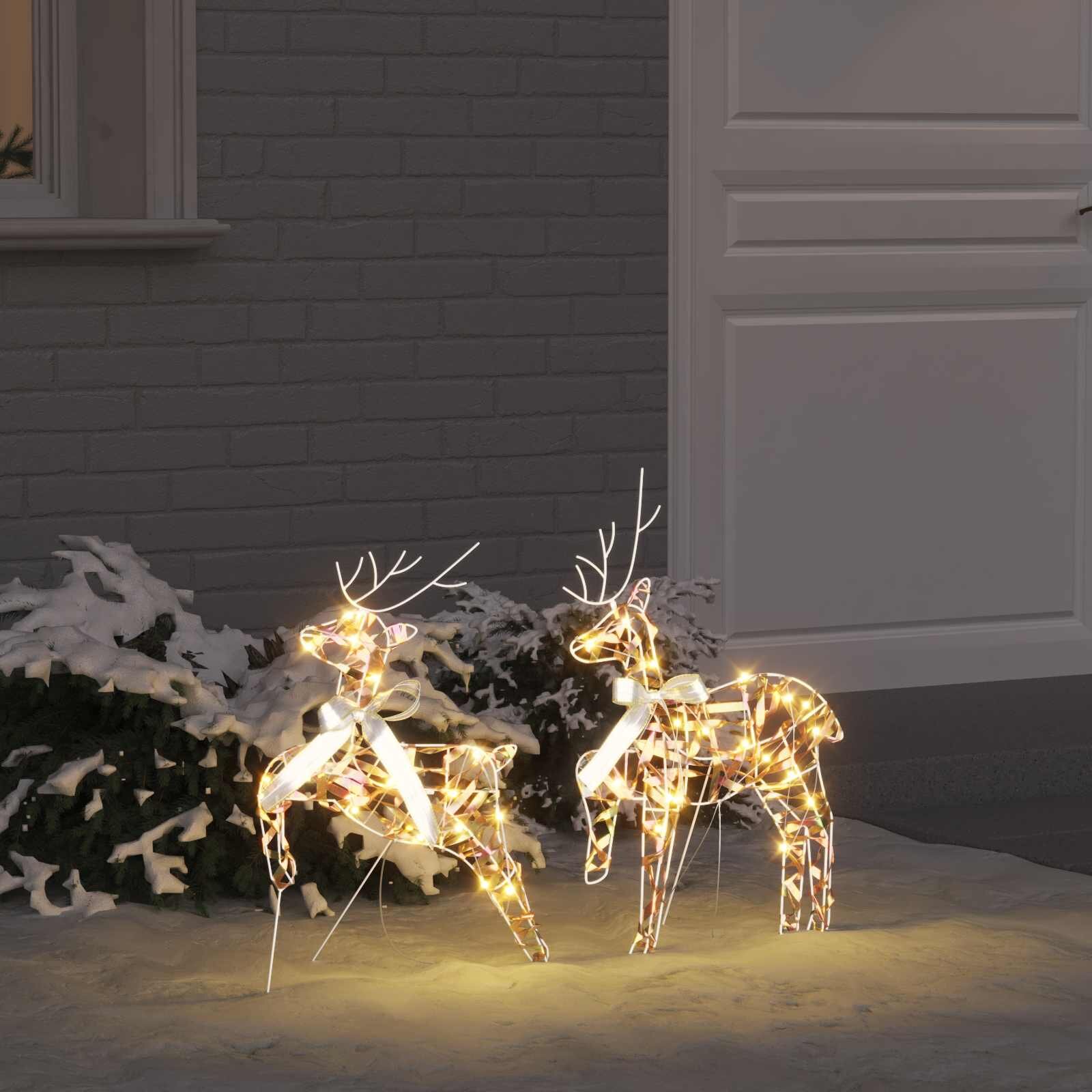 vidaXL LED елени 2 бр. Топло бяло 44 x 18 x 655 см PET