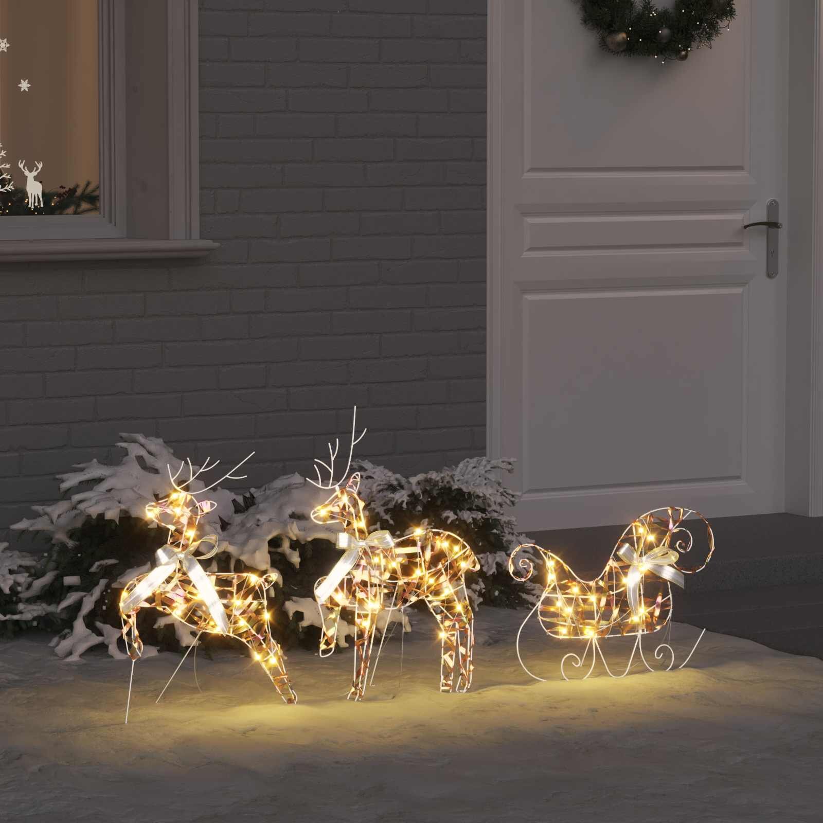 vidaXL LED елени 3 бр. Топло бяло 44 x 18 x 655 см PET