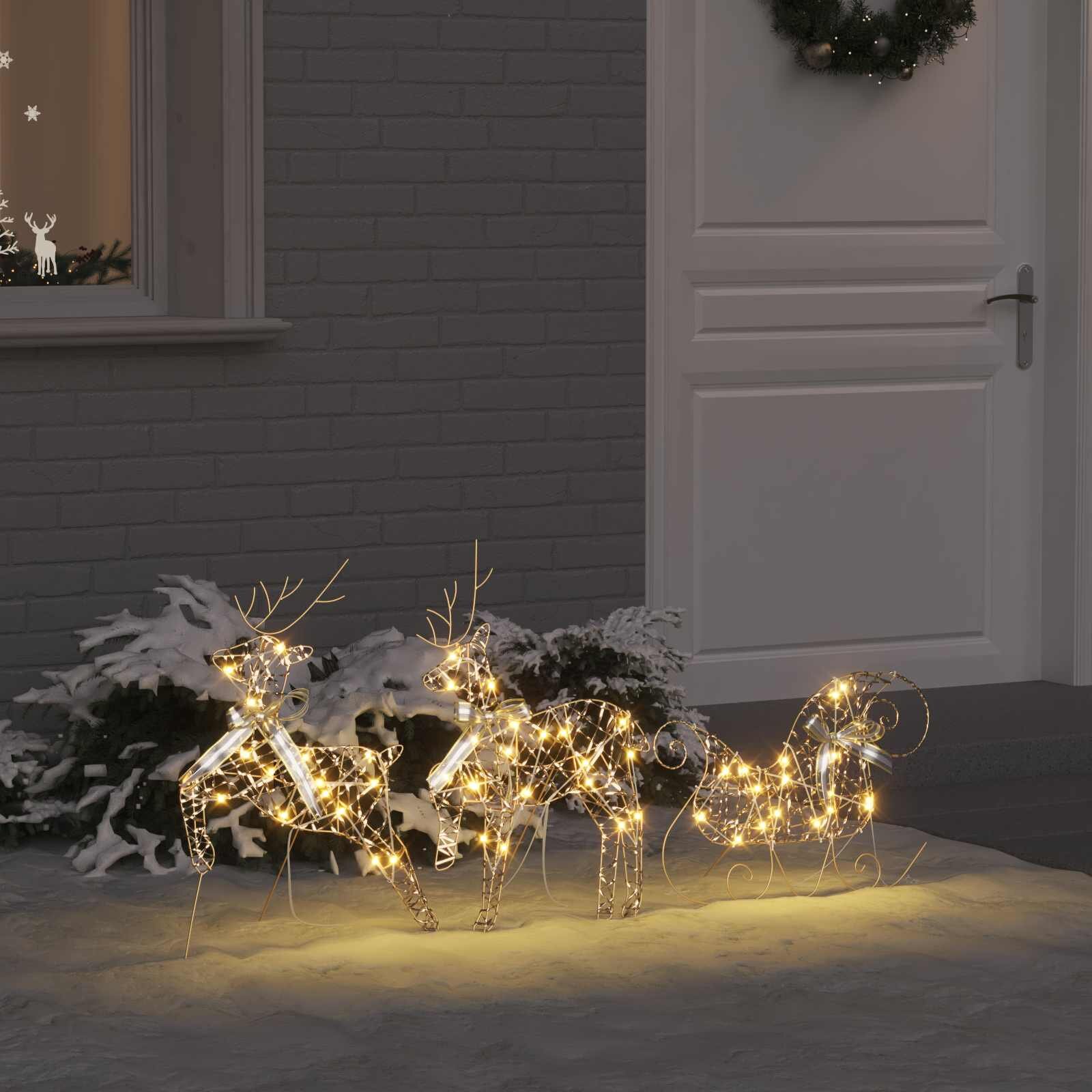 vidaXL LED елени 3 бр. Топло бяло 445 x 18 x 66 см PET