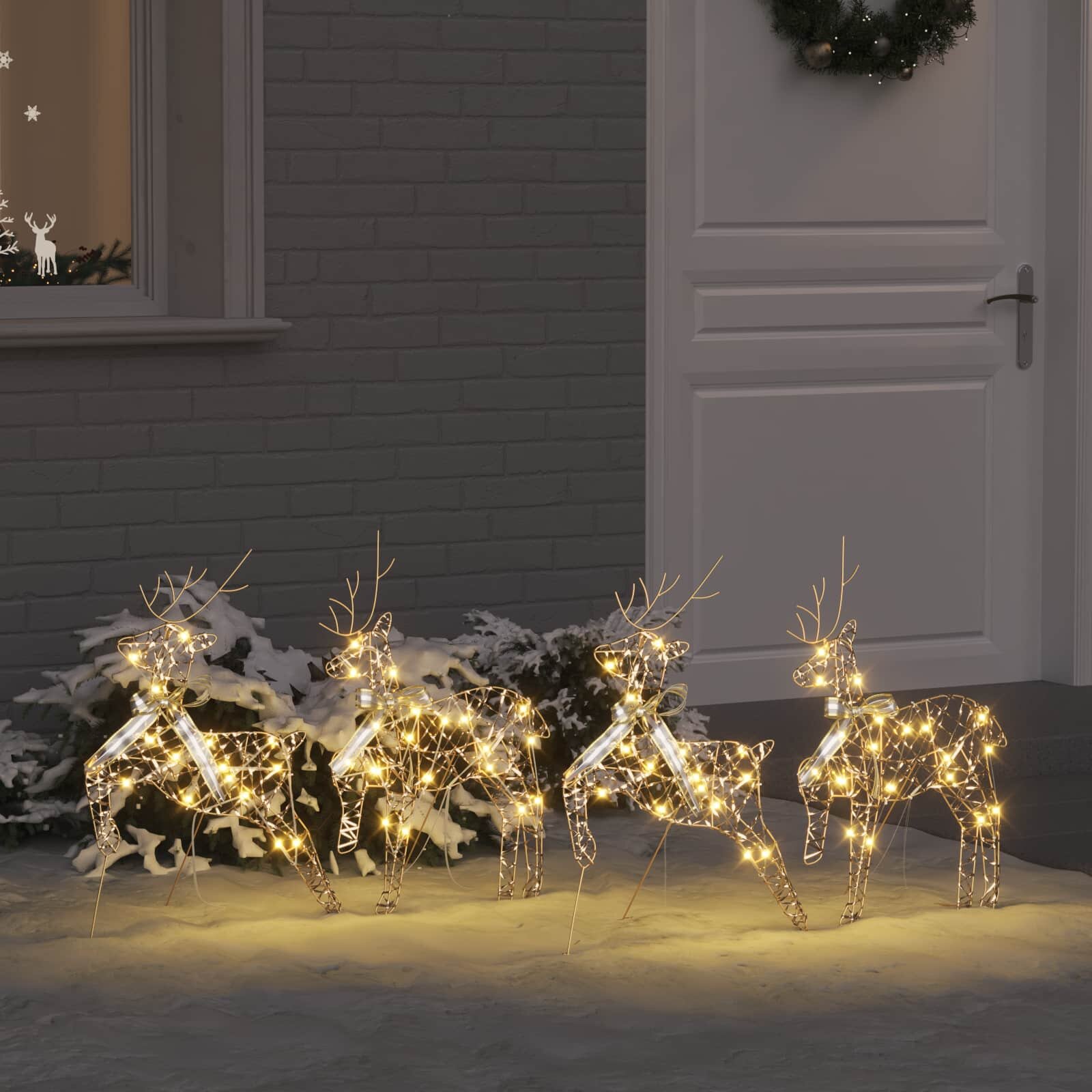 vidaXL LED елени 4 бр. 80 LED светодиода Златист 44 x 18 x 655 см PET