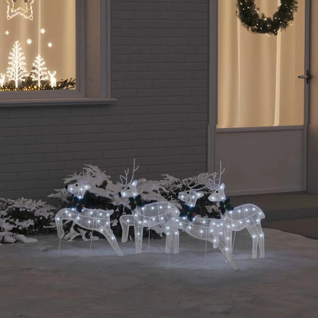 vidaXL LED елени 4 бр. Бяло 45 x 19 x 65 см текстил
