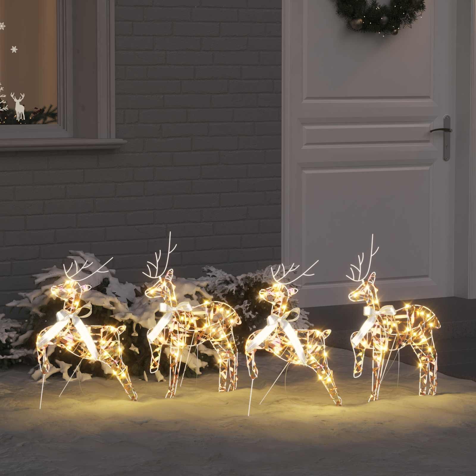 vidaXL LED елени 4 бр. Многоцветен 44 x 18 x 655 см PET