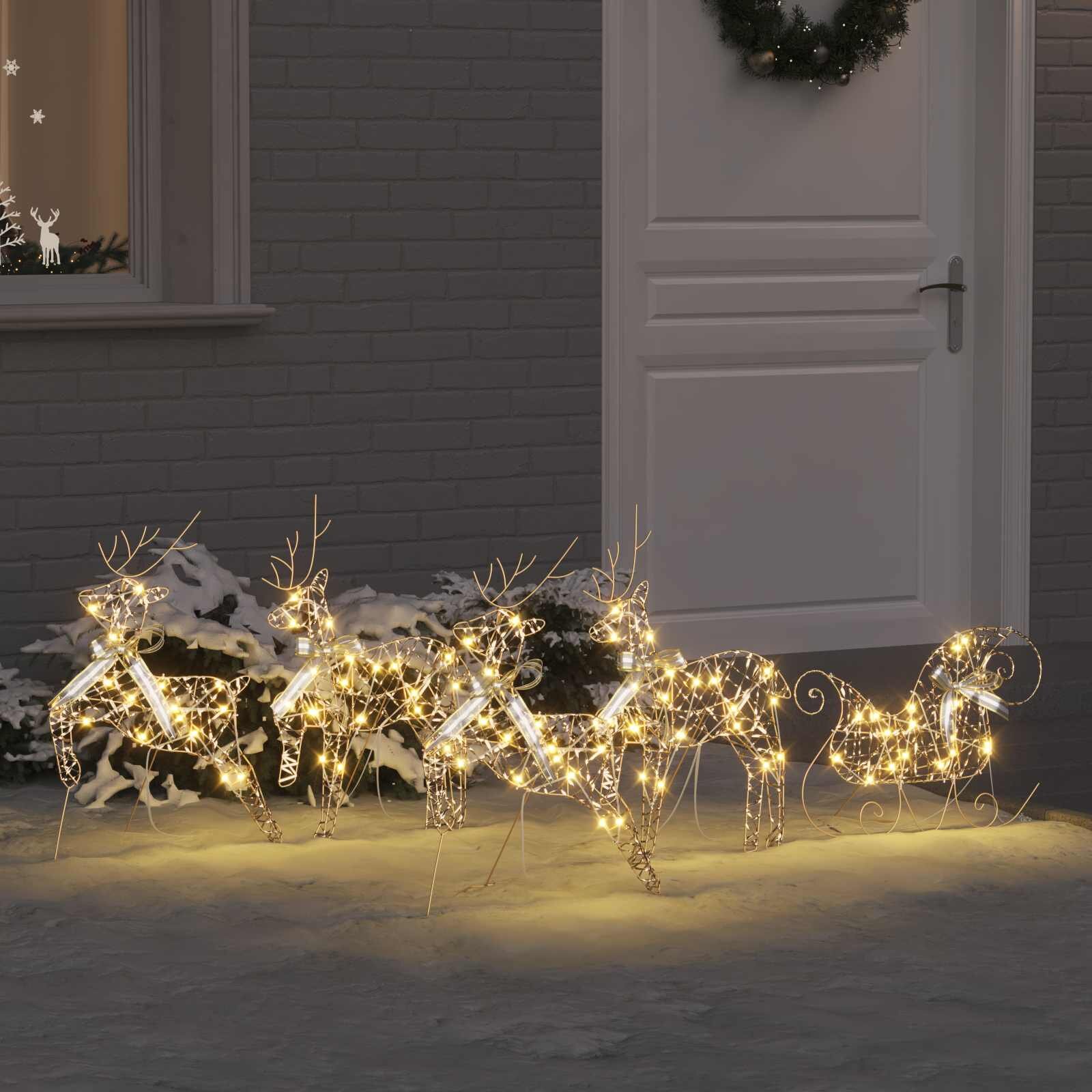 vidaXL LED елени 5 бр. 40 LED светодиода Златист 44 x 18 x 655 см PET
