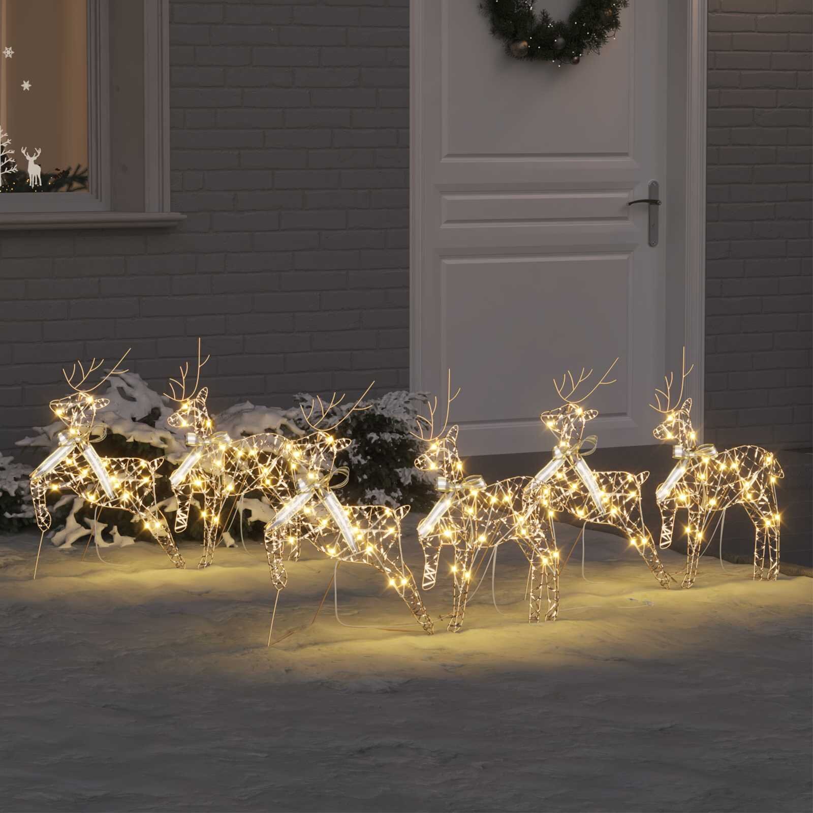 vidaXL LED елени 6 бр. Златист 44 x 18 x 655 см PET