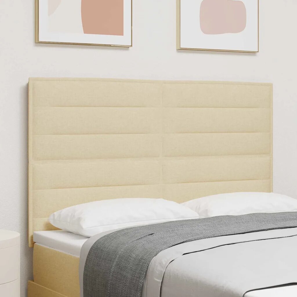 vidaXL LED глава с LED ленти с таблото Крем 144 см текстил