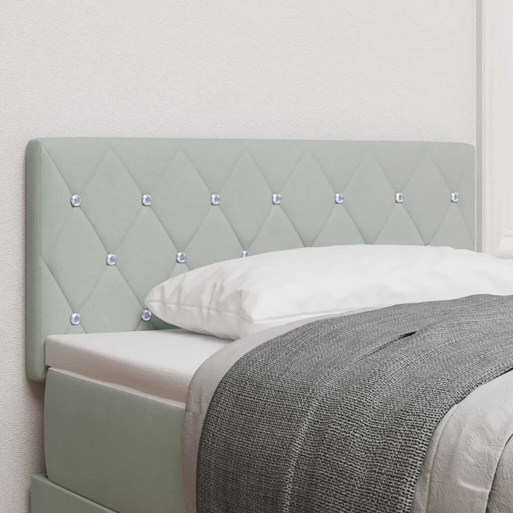 vidaXL LED глава с LED ленти с таблото Светлосиво 90 cm Кадифе