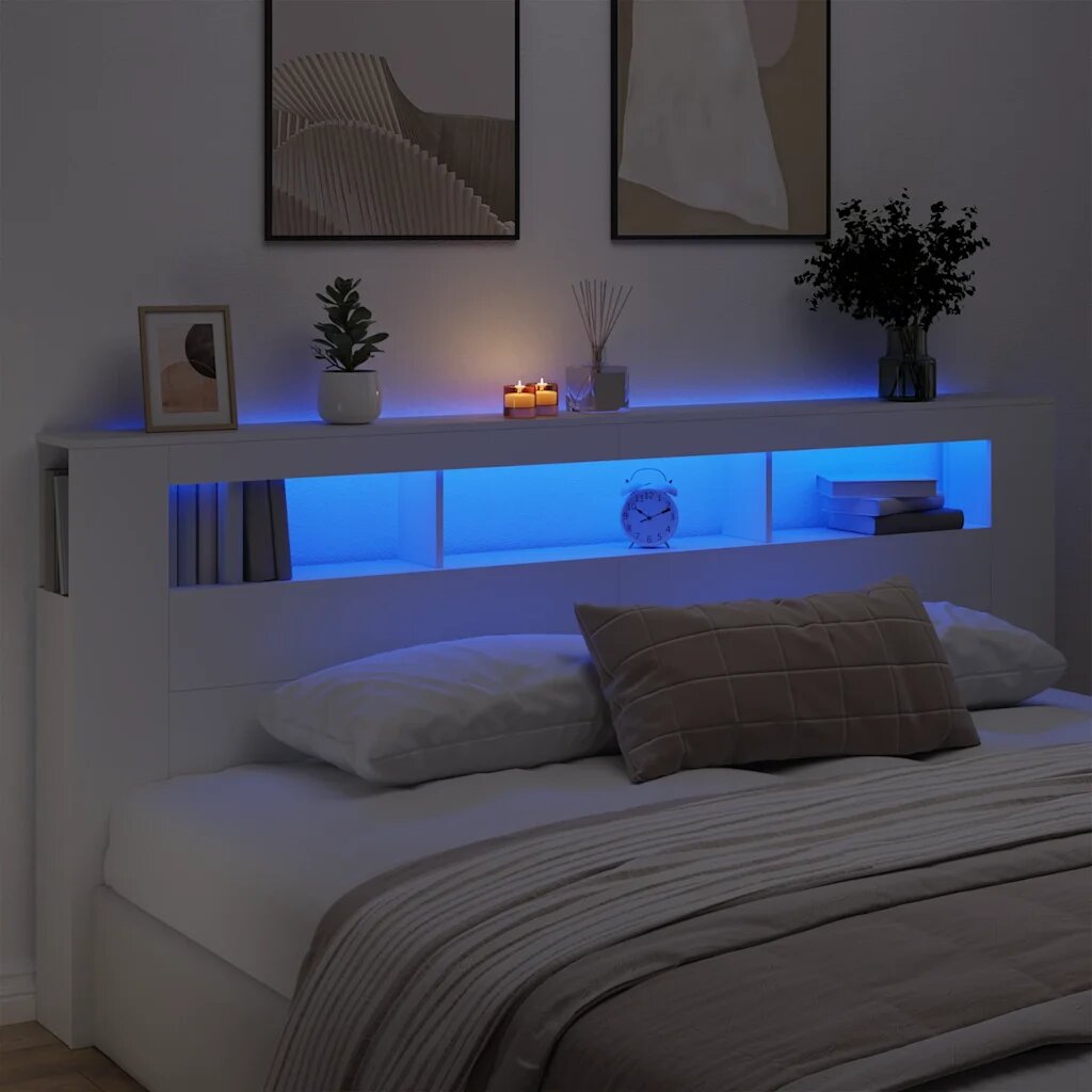vidaXL LED горна табла бяла 220x185x1035 см инженерно дърво