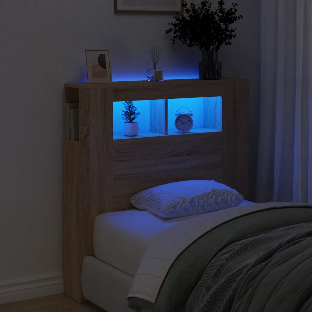 vidaXL LED горна табла дъб сонома 100x185x1035 см инженерно дърво