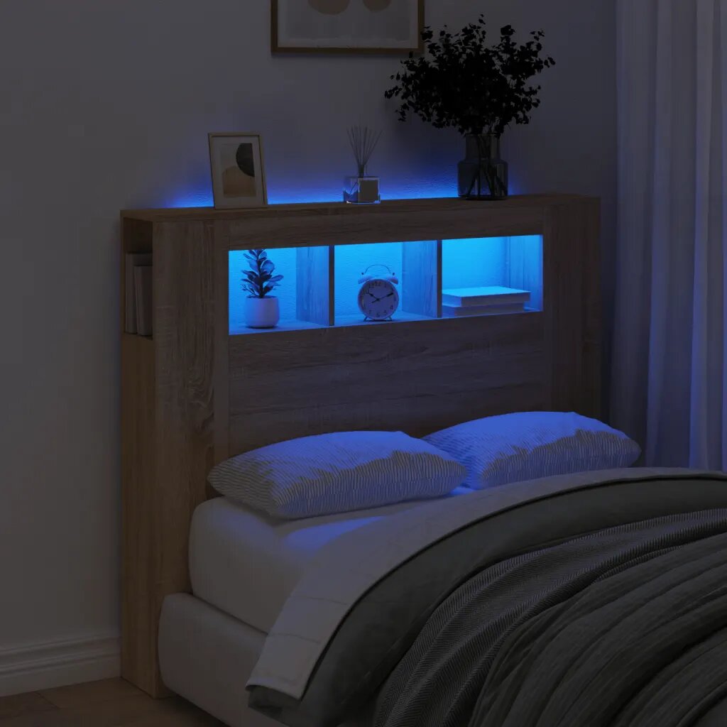vidaXL LED горна табла дъб сонома 120x185x1035 см инженерно дърво