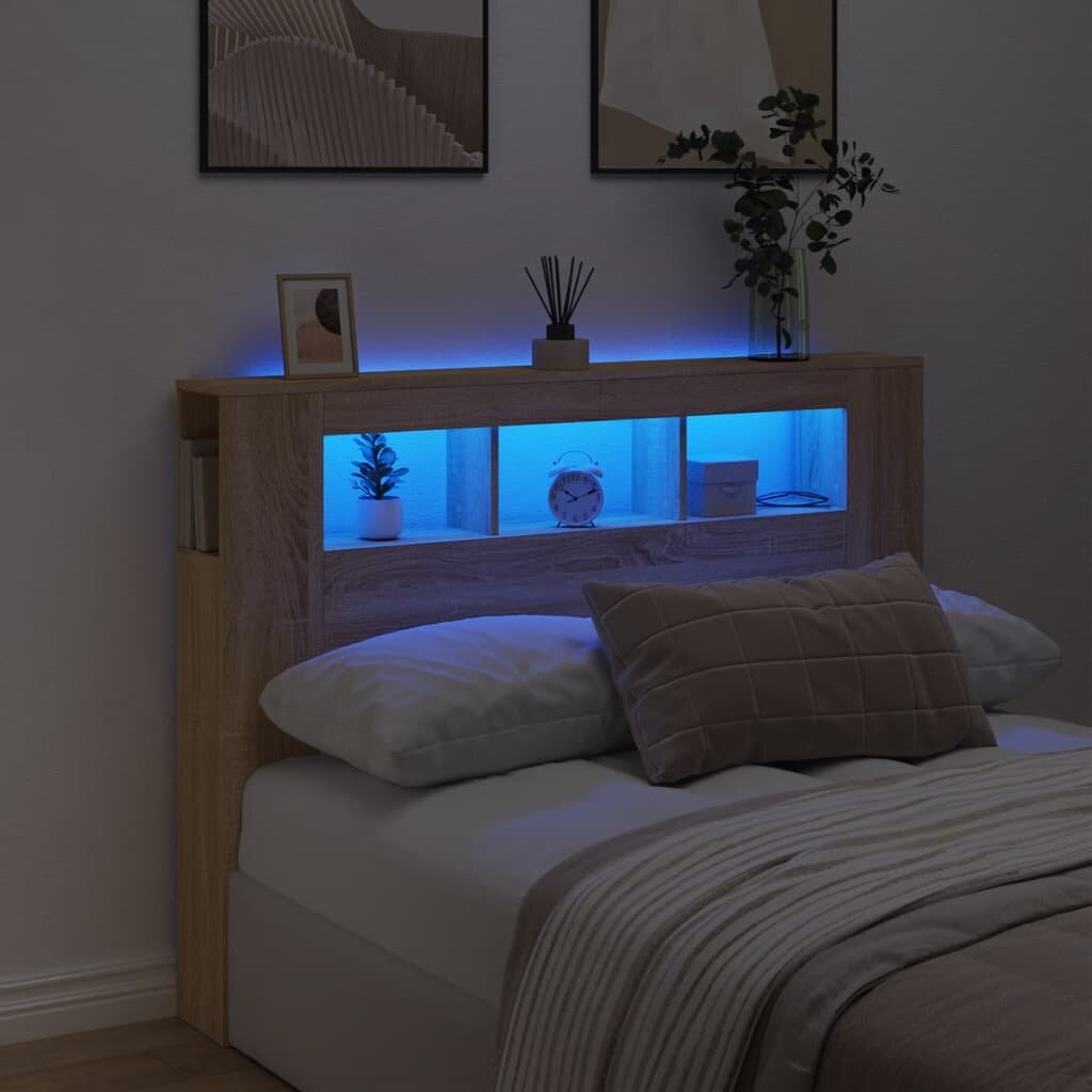 vidaXL LED горна табла дъб сонома 140x185x1035 см инженерно дърво