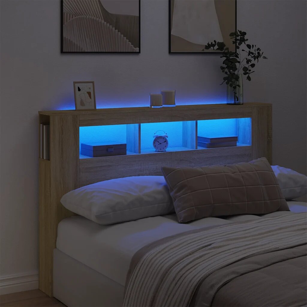 vidaXL LED горна табла дъб сонома 160x185x1035 см инженерно дърво