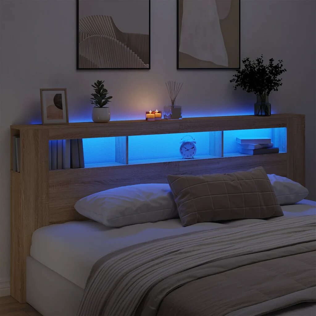 vidaXL LED горна табла дъб сонома 220x185x1035 см инженерно дърво
