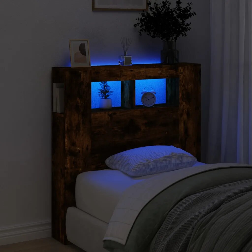 vidaXL LED горна табла опушен дъб 100x185x1035 см инженерно дърво