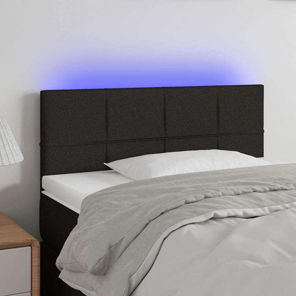 vidaXL LED горна табла за легло черна 100x5x78/88 см плат