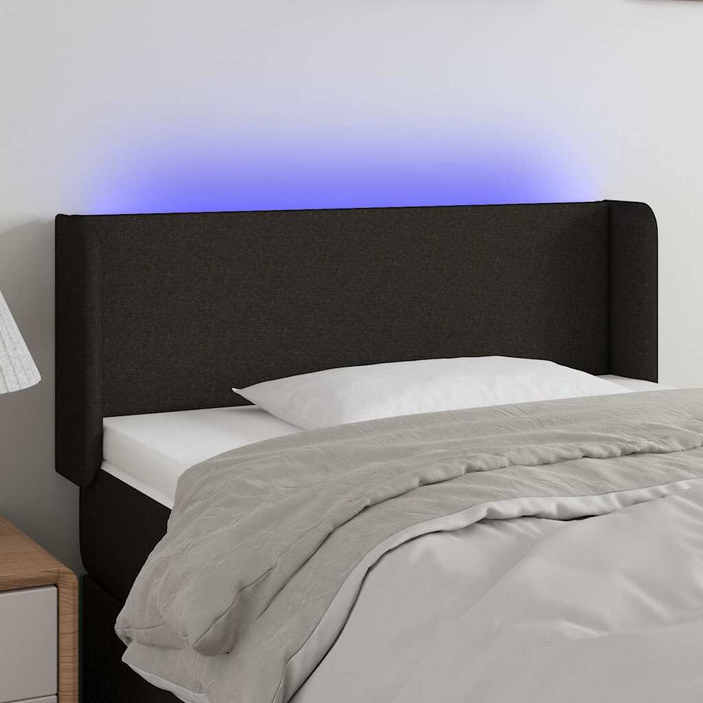 vidaXL LED горна табла за легло черна 103x16x78/88 см плат