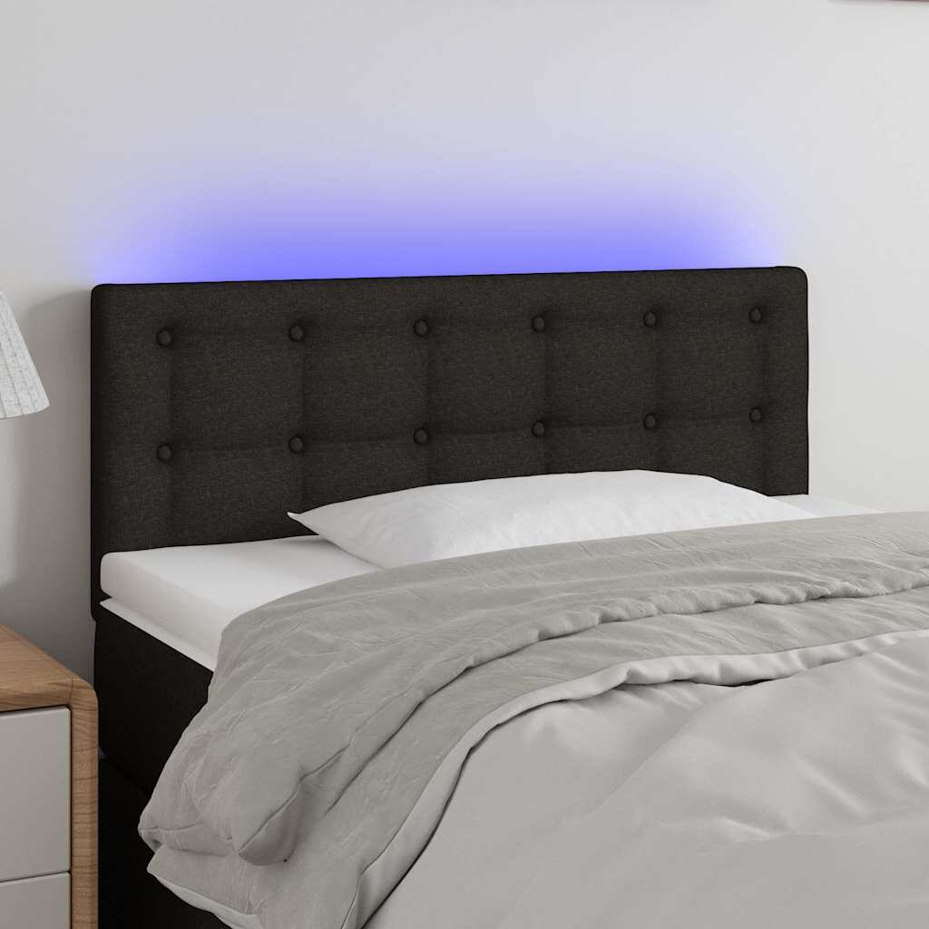 vidaXL LED горна табла за легло черна 80x5x78/88 см плат
