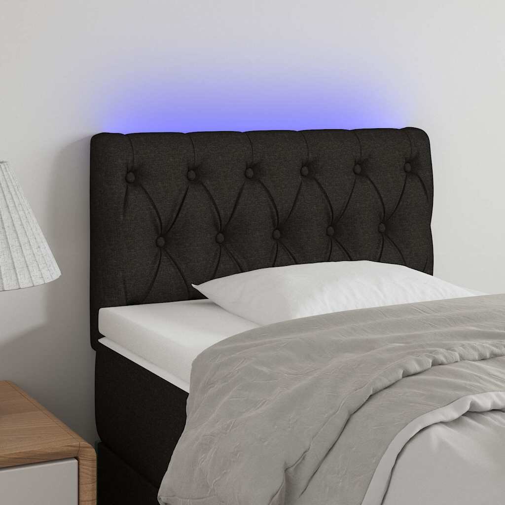 vidaXL LED горна табла за легло черна 80x7x78/88 см плат
