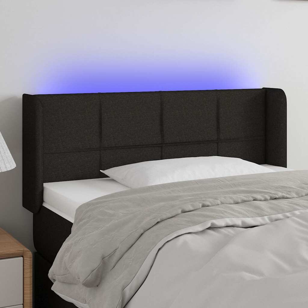 vidaXL LED горна табла за легло черна 83x16x78/88 см плат