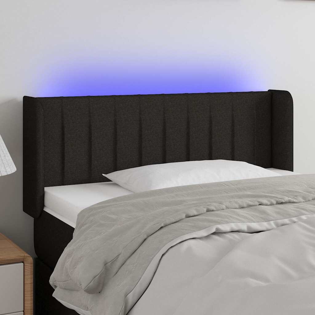 vidaXL LED горна табла за легло черна 83x16x78/88 см плат