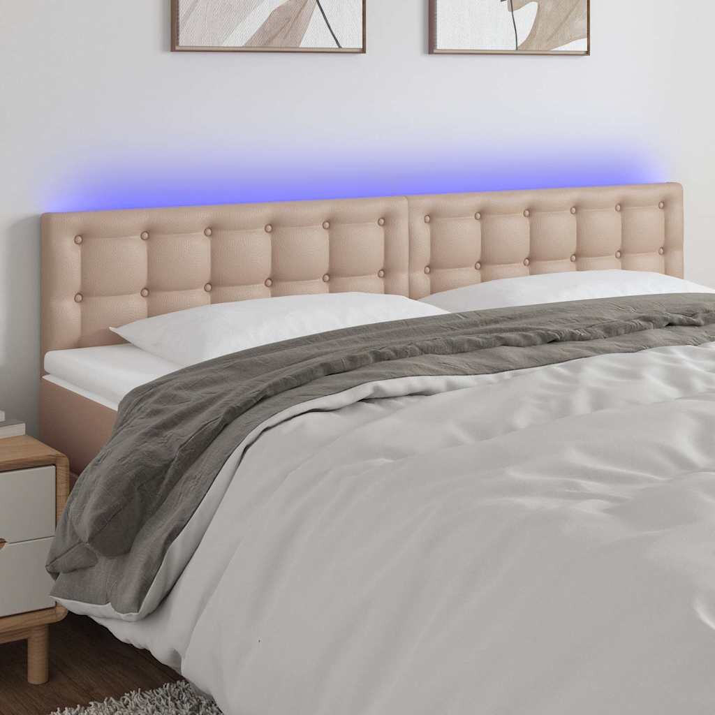 vidaXL LED Горна табла за легло капучино 160x5x78/88 см