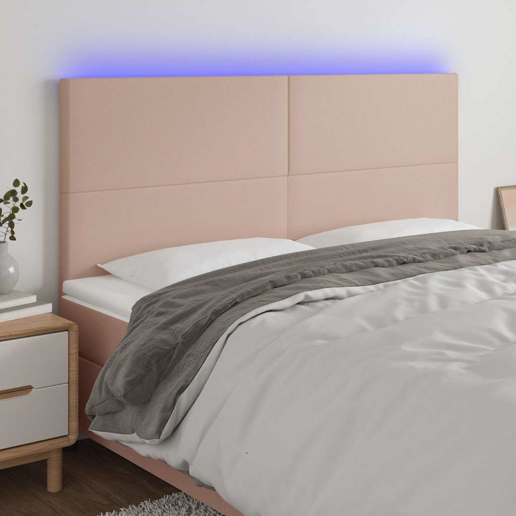 vidaXL LED горна табла за легло капучино 200x5x118/128 см