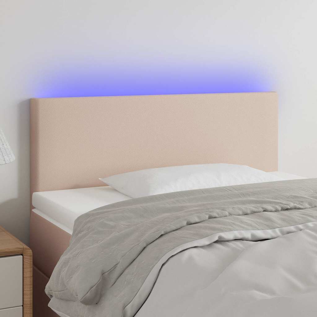 vidaXL LED Горна табла за легло капучино 80x5x78/88 см