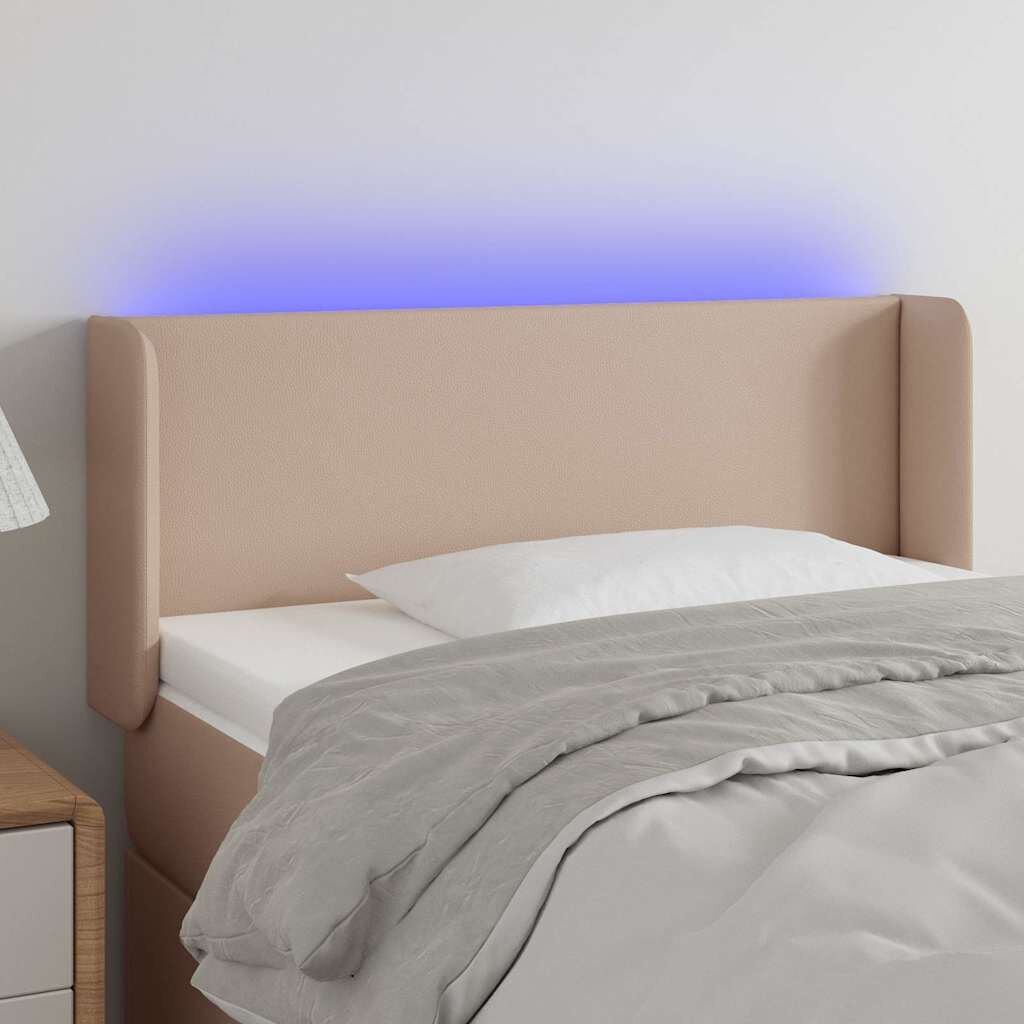 vidaXL LED Горна табла за легло капучино 83x16x78/88 см