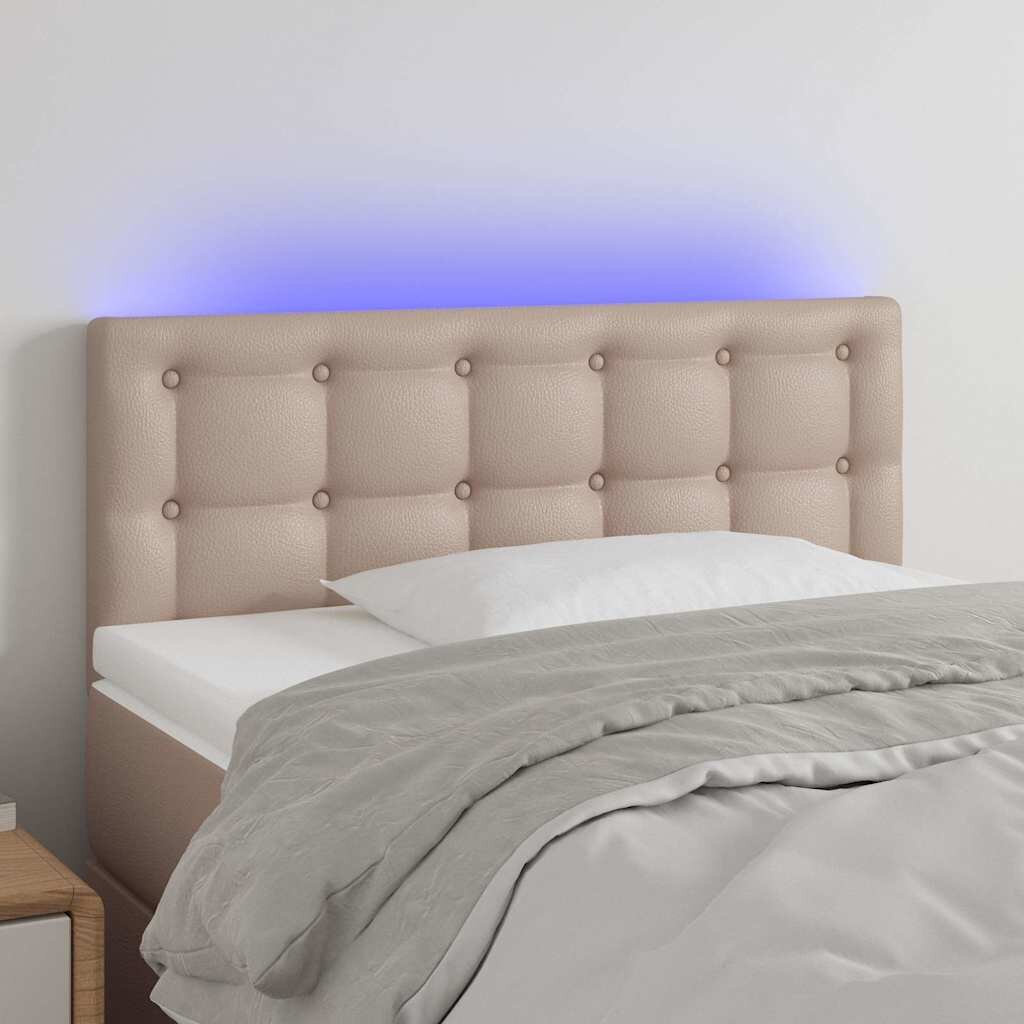 vidaXL LED Горна табла за легло капучино 90x5x78/88 см