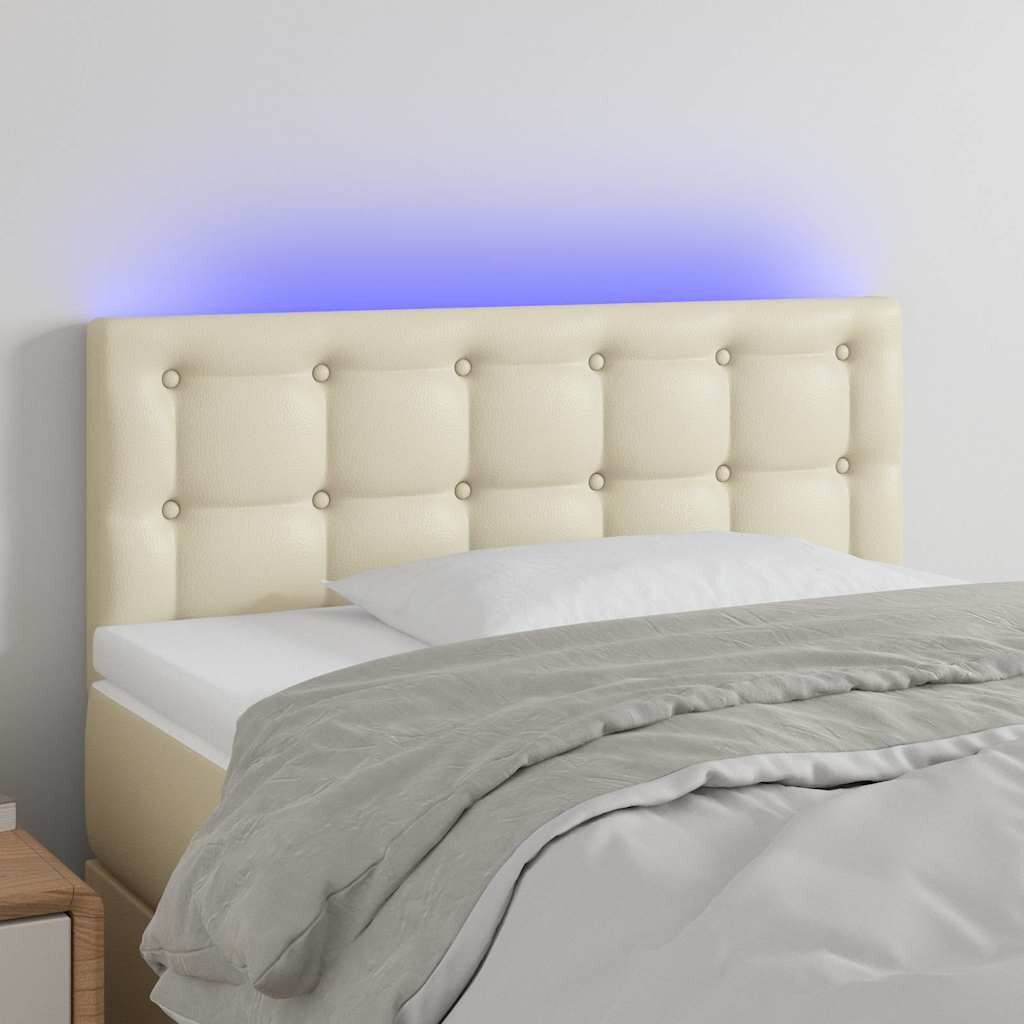 vidaXL LED Горна табла за легло кремава 100x5x78/88 см