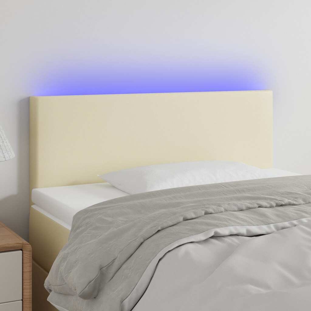 vidaXL LED Горна табла за легло кремава 100x5x78/88 см