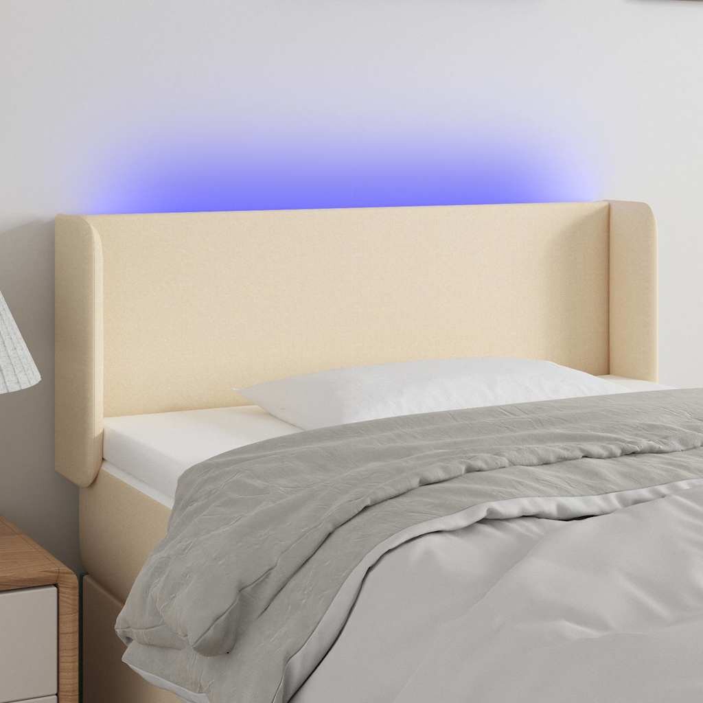 vidaXL LED горна табла за легло кремава 103x16x78/88 см плат