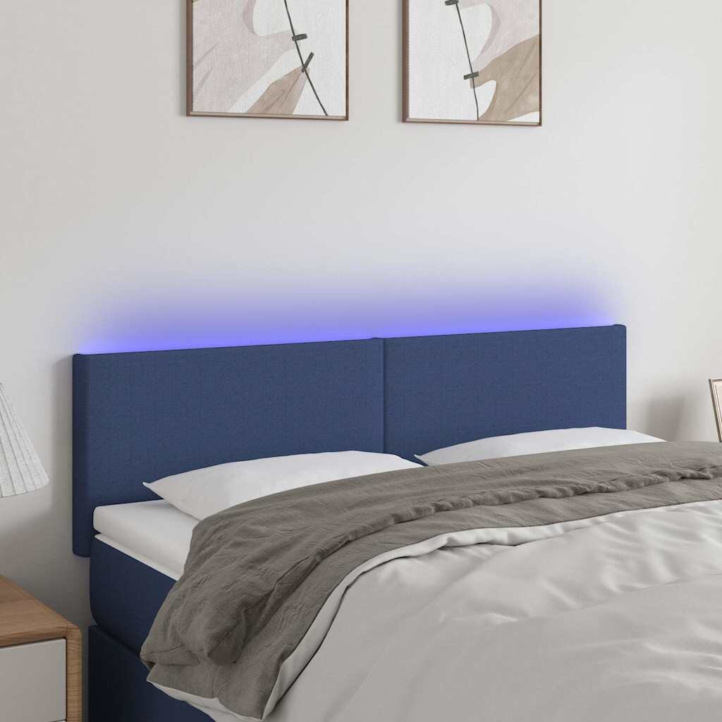 vidaXL LED горна табла за легло кремава 144x5x78/88 см плат