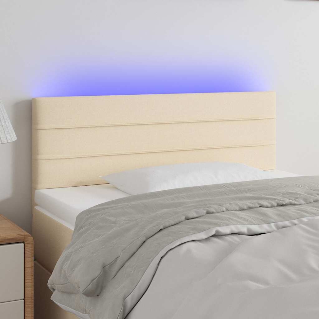 vidaXL LED горна табла за легло кремава 80x5x78/88 см плат