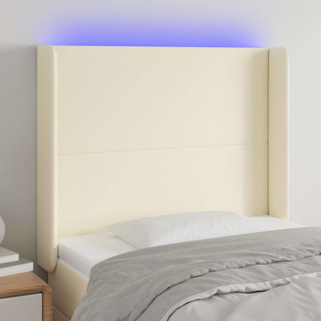 vidaXL LED горна табла за легло кремава 83x16x118/128 см