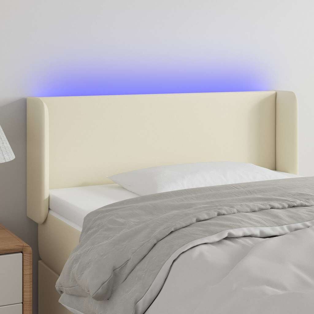 vidaXL LED горна табла за легло кремава 83x16x78/88 см