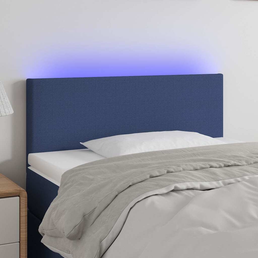 vidaXL LED горна табла за легло синя 80x5x78/88 см плат