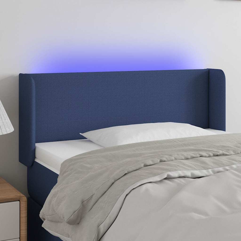 vidaXL LED горна табла за легло синя 83x16x78/88 см плат