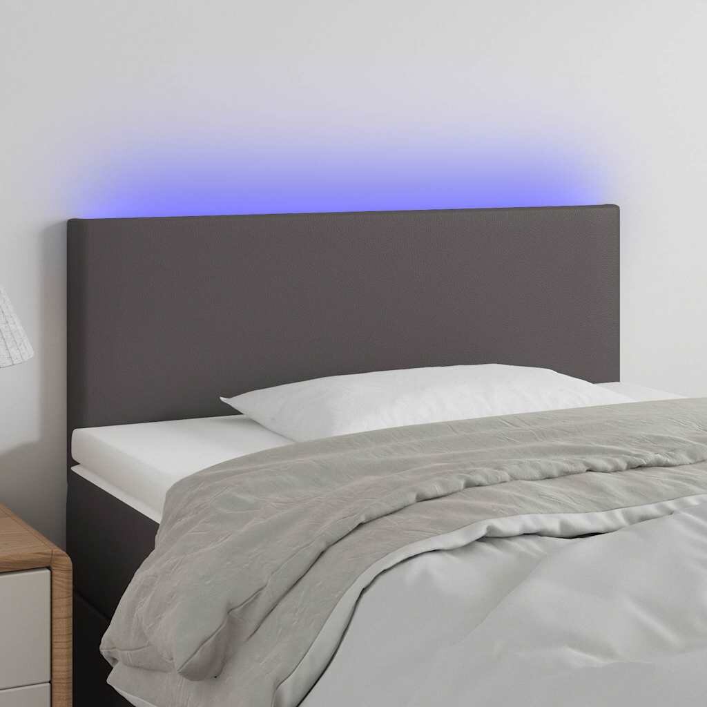 vidaXL LED Горна табла за легло сива 100x5x78/88 см изкуствена кожа