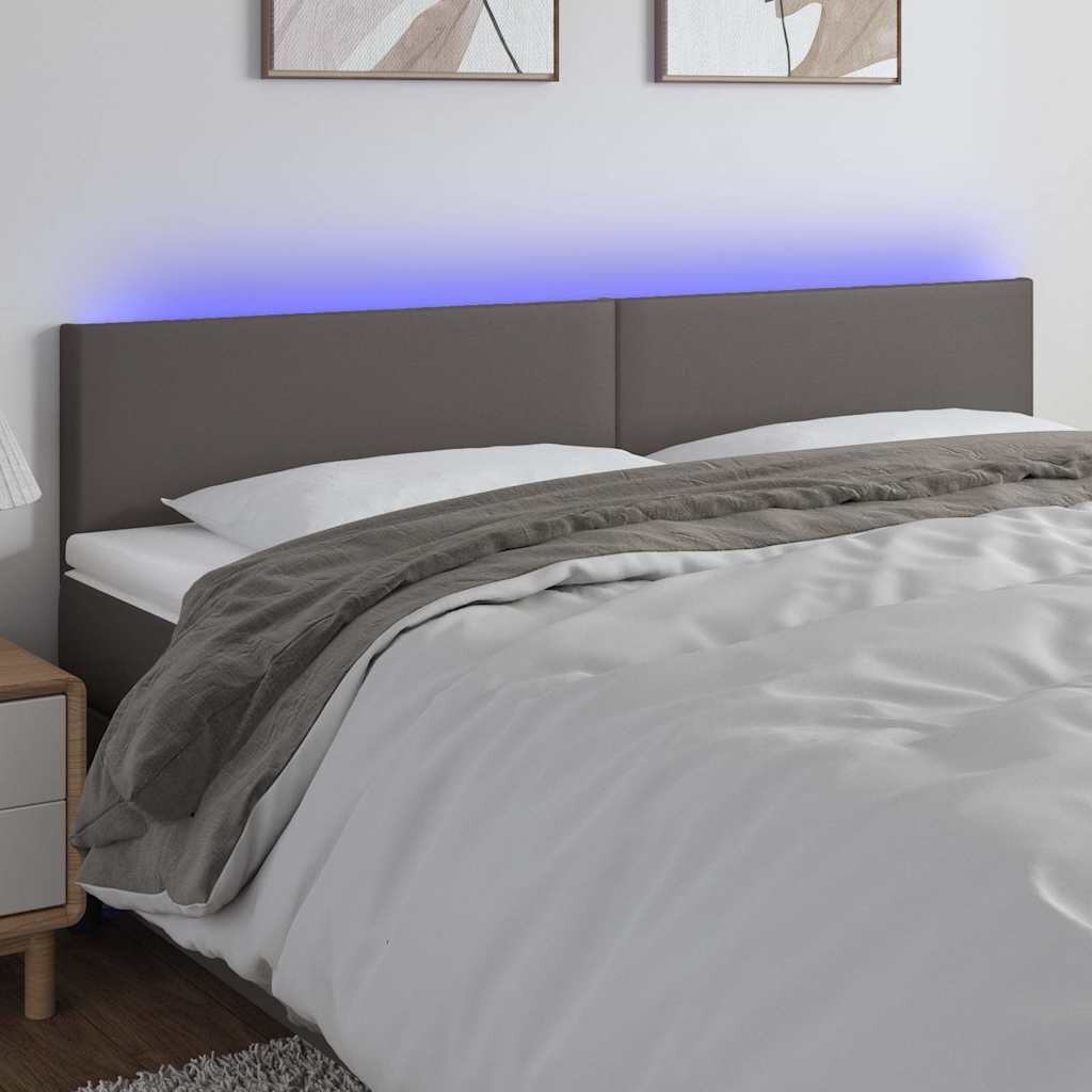vidaXL LED Горна табла за легло сива 180x5x78/88 см изкуствена кожа