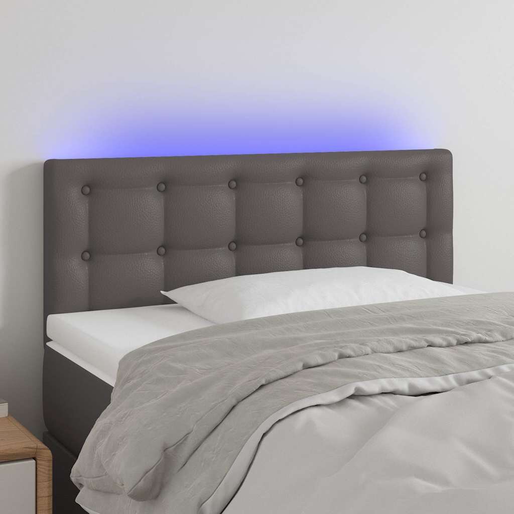 vidaXL LED Горна табла за легло сива 80x5x78/88 см изкуствена кожа