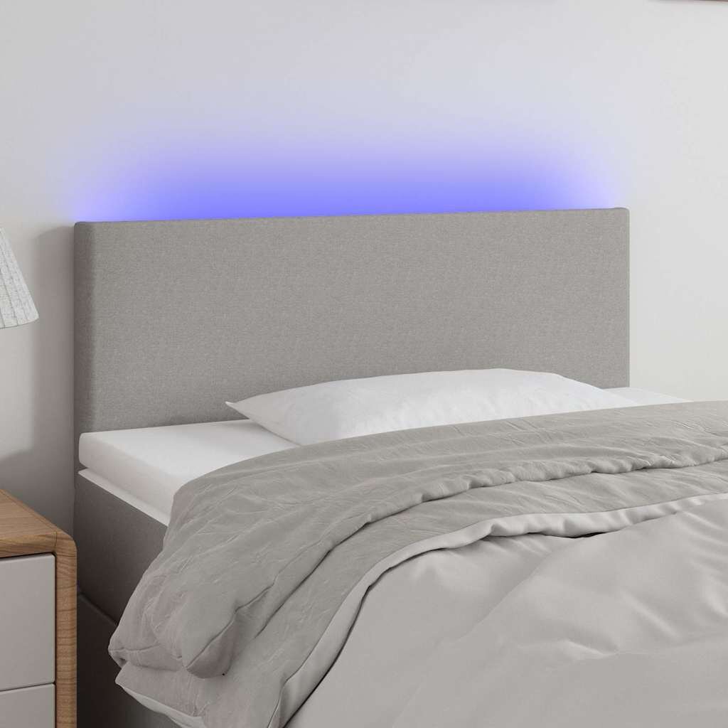 vidaXL LED горна табла за легло светлосива 100x5x78/88 см плат